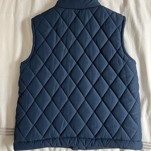 Janie and Jack quilted puffer vest boys 3 4 navy blue Peanuts snap front pocket - Picture 3 of 3